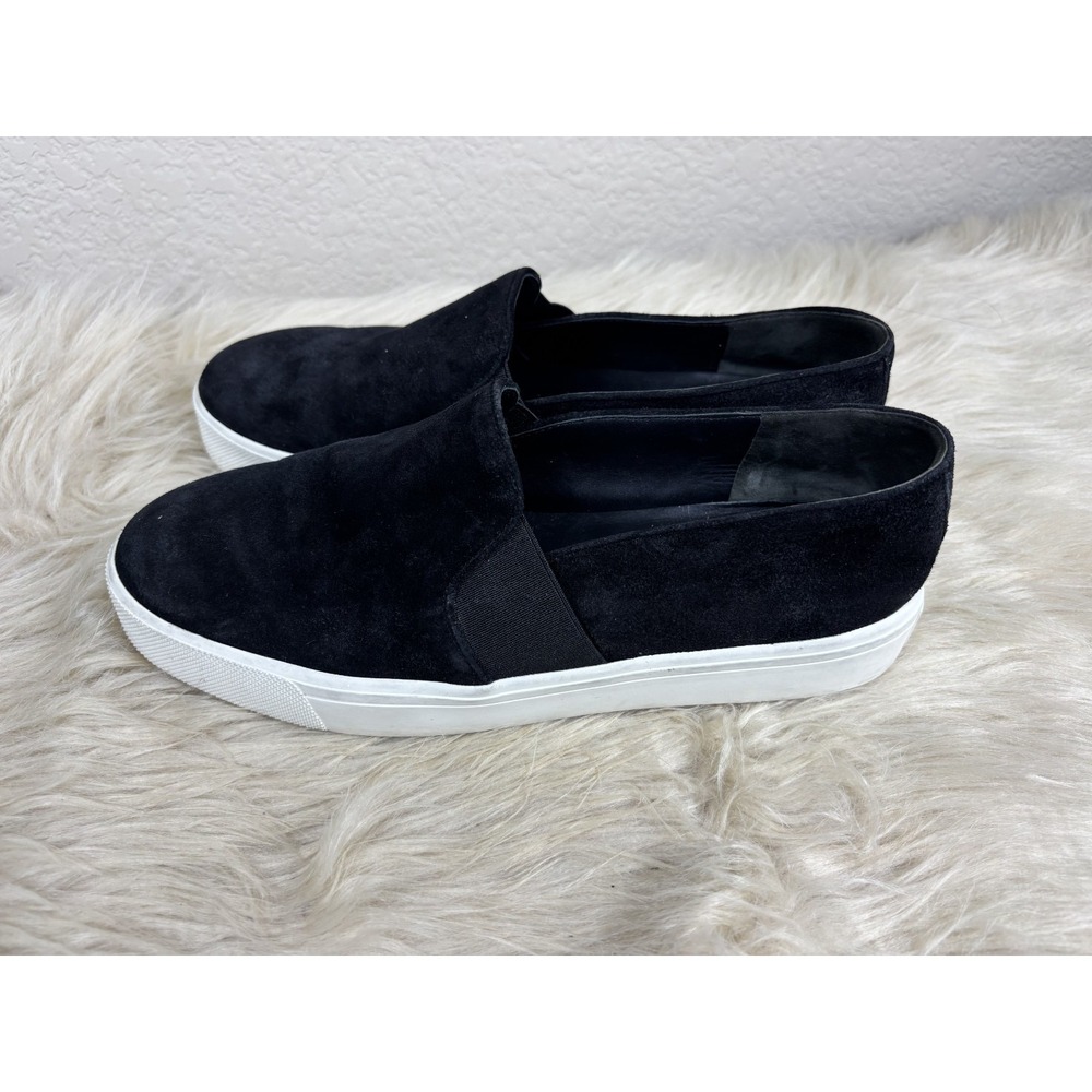Vince Warren Sneakers Women 7 Black Leather Slip On Platform Quiet Luxury Comfor